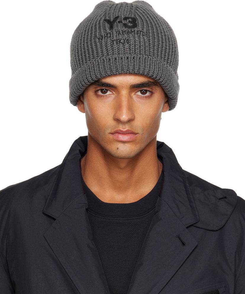 Beanie Y-3 Y-3 Chunky Knit Beanie Siva | JX8309