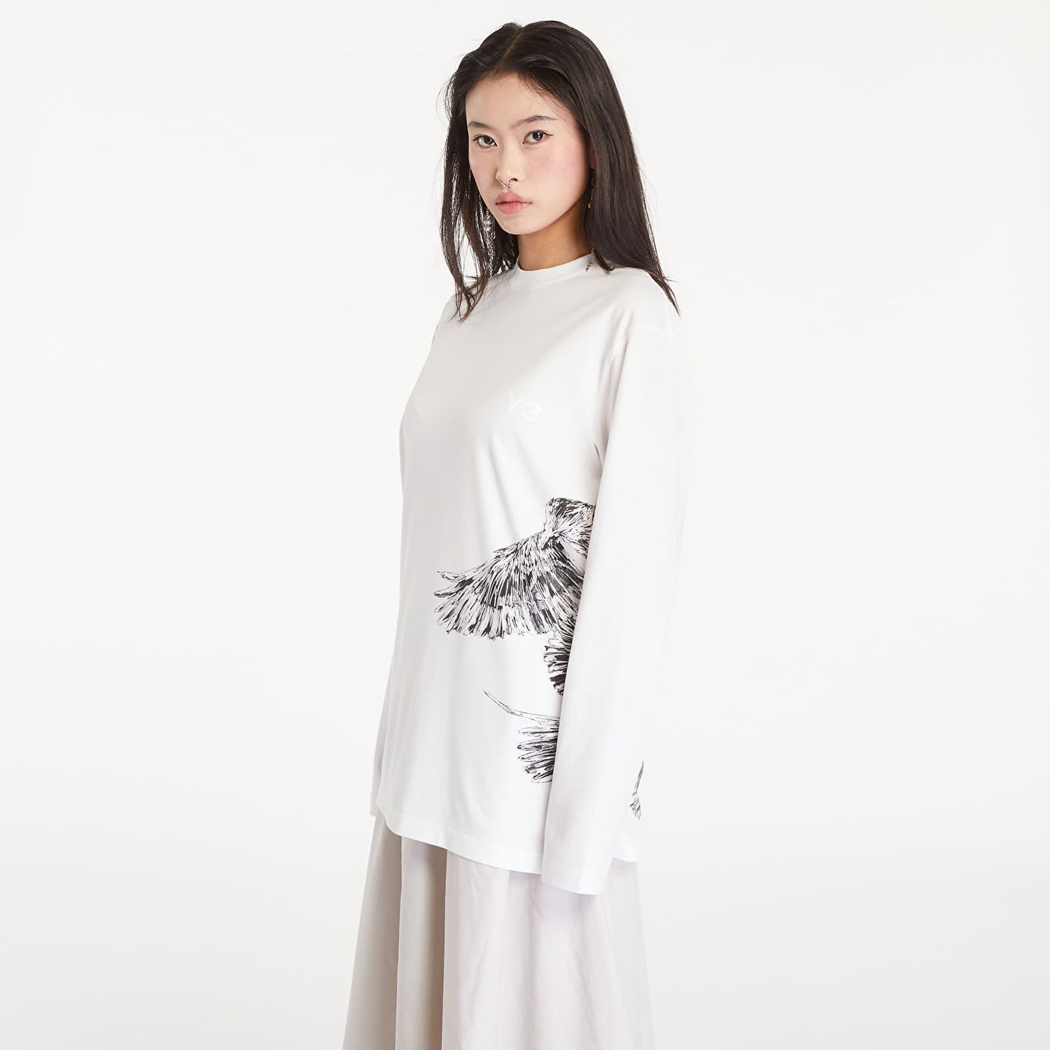 Majica Y-3 Graphic Long Sleeve Tee UNISEX Core White Bela | IX0404, 0