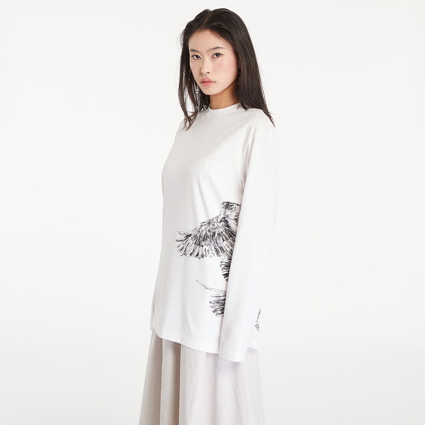 Majica Y-3 Graphic Long Sleeve Tee UNISEX Core White Bela | IX0404