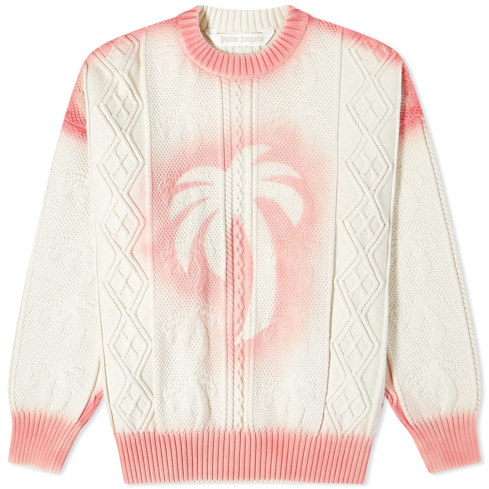 Pleteni pulover Palm Angels Sprayed Palm Fishermans Jumper Večbarvna | PWHE042S23KNI0010330, 0