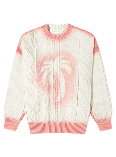 Pleteni pulover Palm Angels Sprayed Palm Fishermans Jumper Večbarvna | PWHE042S23KNI0010330