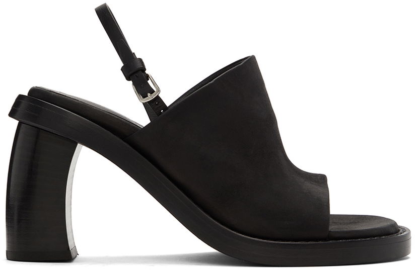 Modni dodatki Ann Demeulemeester Ann Demeulemeester Calfskin Heeled Slingback Sandals Črna | 2201-W-S04-390-098