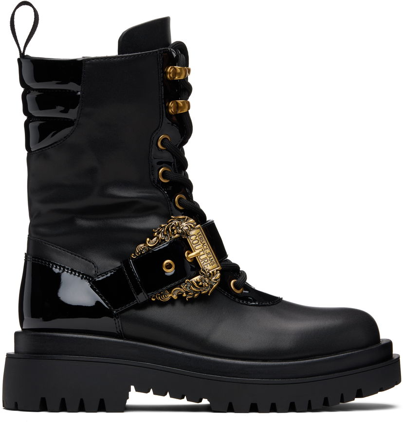 Superge in čevlji Versace Versace Jeans Couture Pin-Buckle Boots Črna | E79VA3S67_E71570