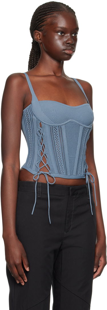 Majica brez rokavov Dion Lee Dion Lee Laced Knit Tank Top Modra | A7744F23, 1