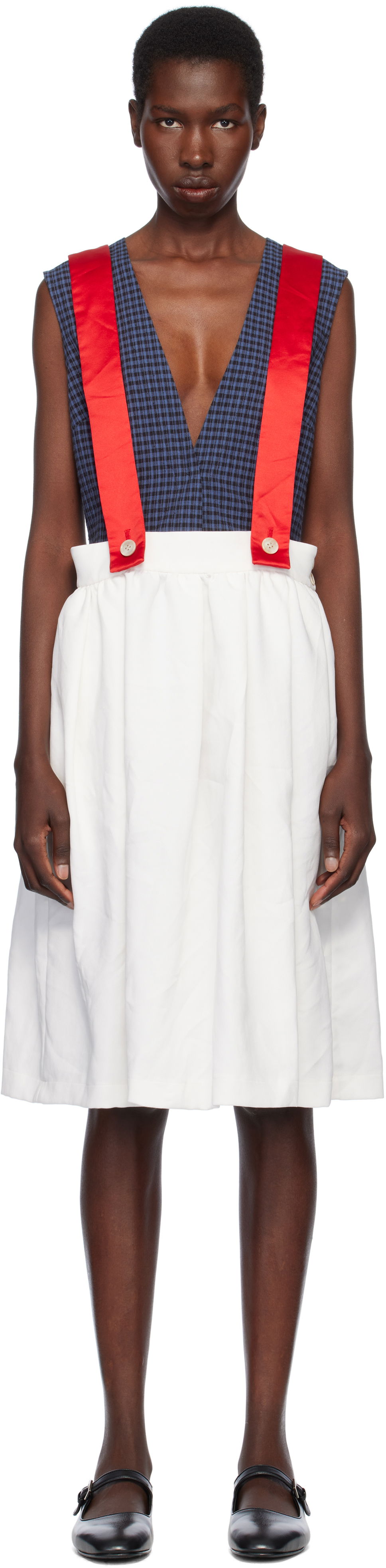 Krila Comme des Garçons Comme des Garçons Girl Gabardine & Satin Midi Skirt Bela | NO-A005-051, 0