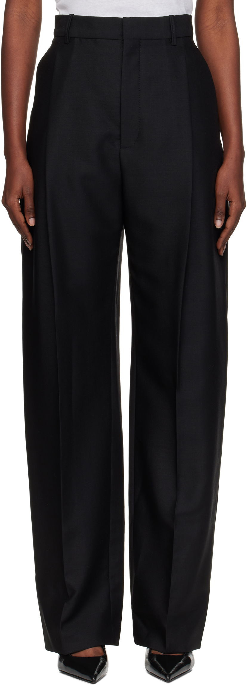 Hlače WARDROBE.NYC WARDROBE.NYC Mid Rise Trousers Črna | W2227R20WE
