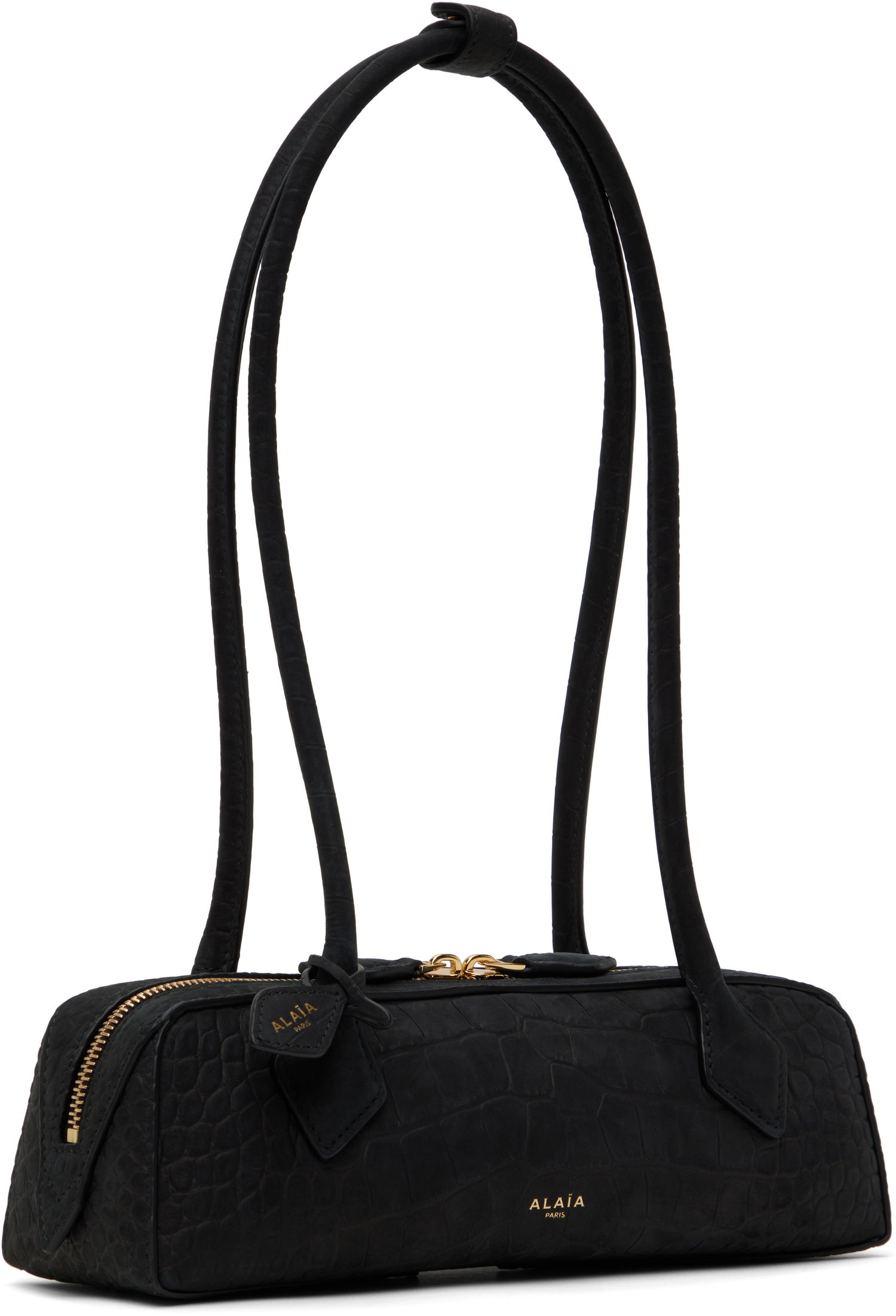 Torba za čez ramo Alaïa 'Le Teckel' Small Croc-Effect Leather Bag Črna | AA1S06029CA554, 1