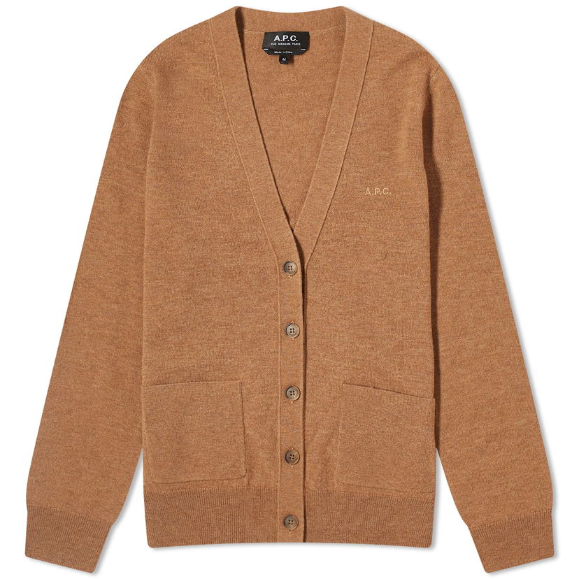 Pleteni pulover A.P.C. Louisa Logo Knitted Cardigan Bež | WVBBY-F22239-PBC