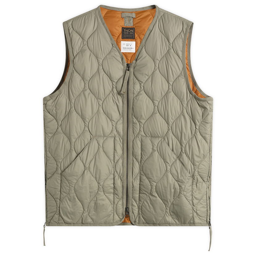 Telovnik TAION Military V-Neck Zip Softshell Down Vest Zelena | TAION-001ALSZML-1-DSG