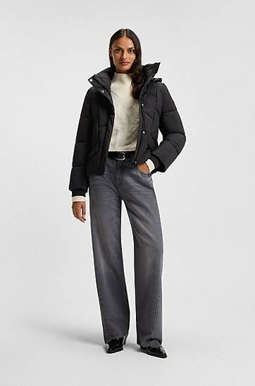 Puhovka BOSS Padded Hooded Jacket with Piped Details Črna | 50546845, 1