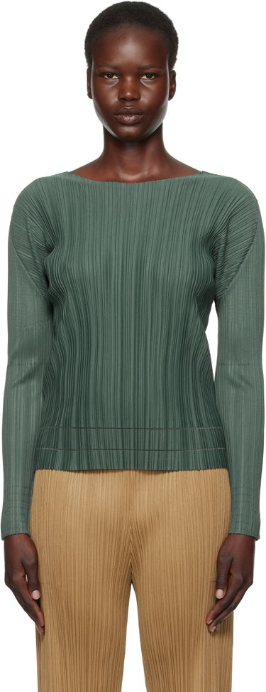 Pleteni pulover Pleats Please Issey Miyake Issey Miyake Pleats Please Soft Pleats Top Zelena | PP48JK932, 0