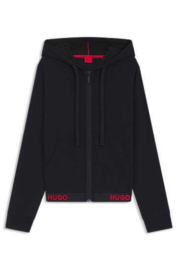 Pulover BOSS Relaxed-fit Hoodie with Logo Waistband by HUGO Črna | 50520504