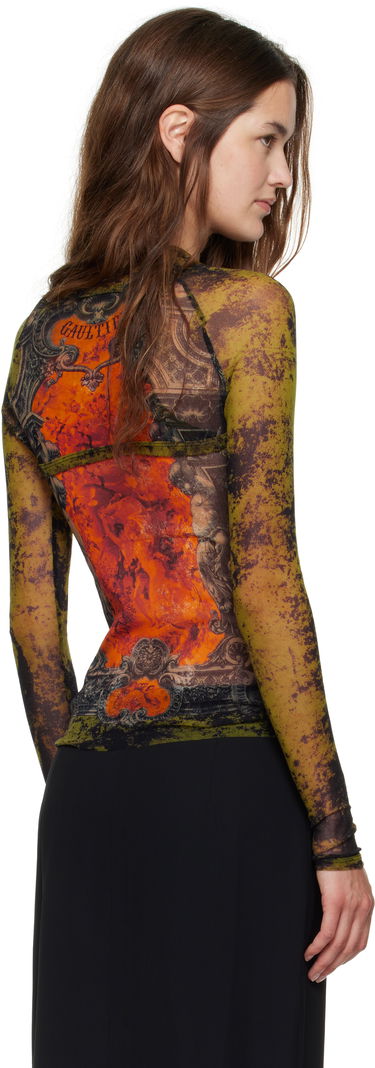 Majica Jean Paul Gaultier Jean Paul Gaultier 'The Médaillon' Print Mesh Top Zelena | 25/03-W-TO303-M006P-004115, 2