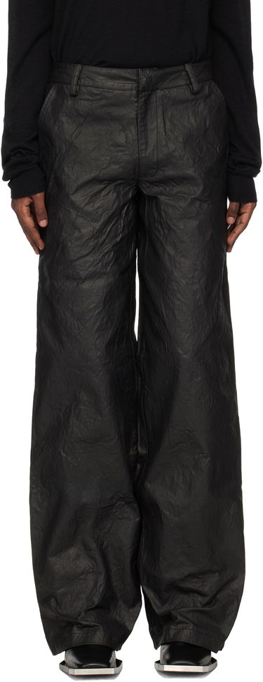 Hlače HELIOT EMIL Armada Crinkled Wide Leg Trousers Črna | AW24_M_10_178_BLK01, 0