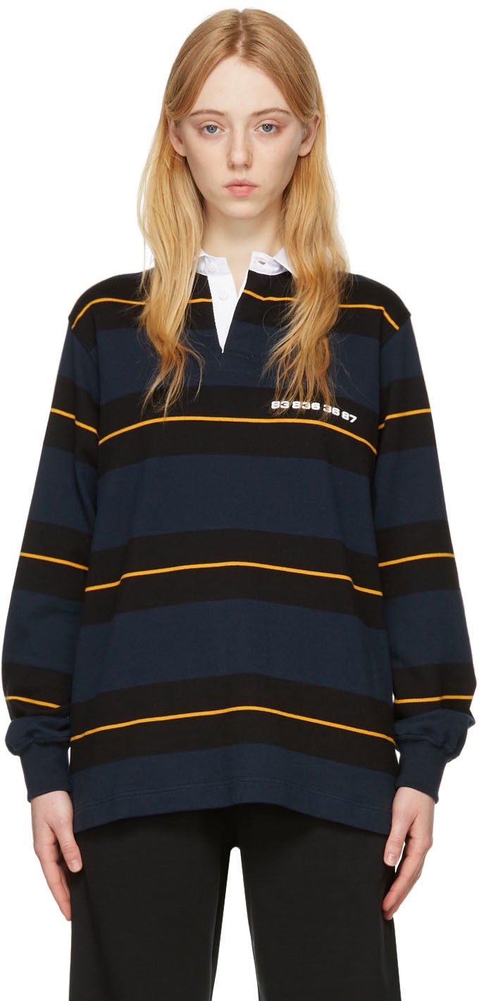 Polo majica VETEMENTS Number Striped Rugby Polo Mornarica | VL12SH450N