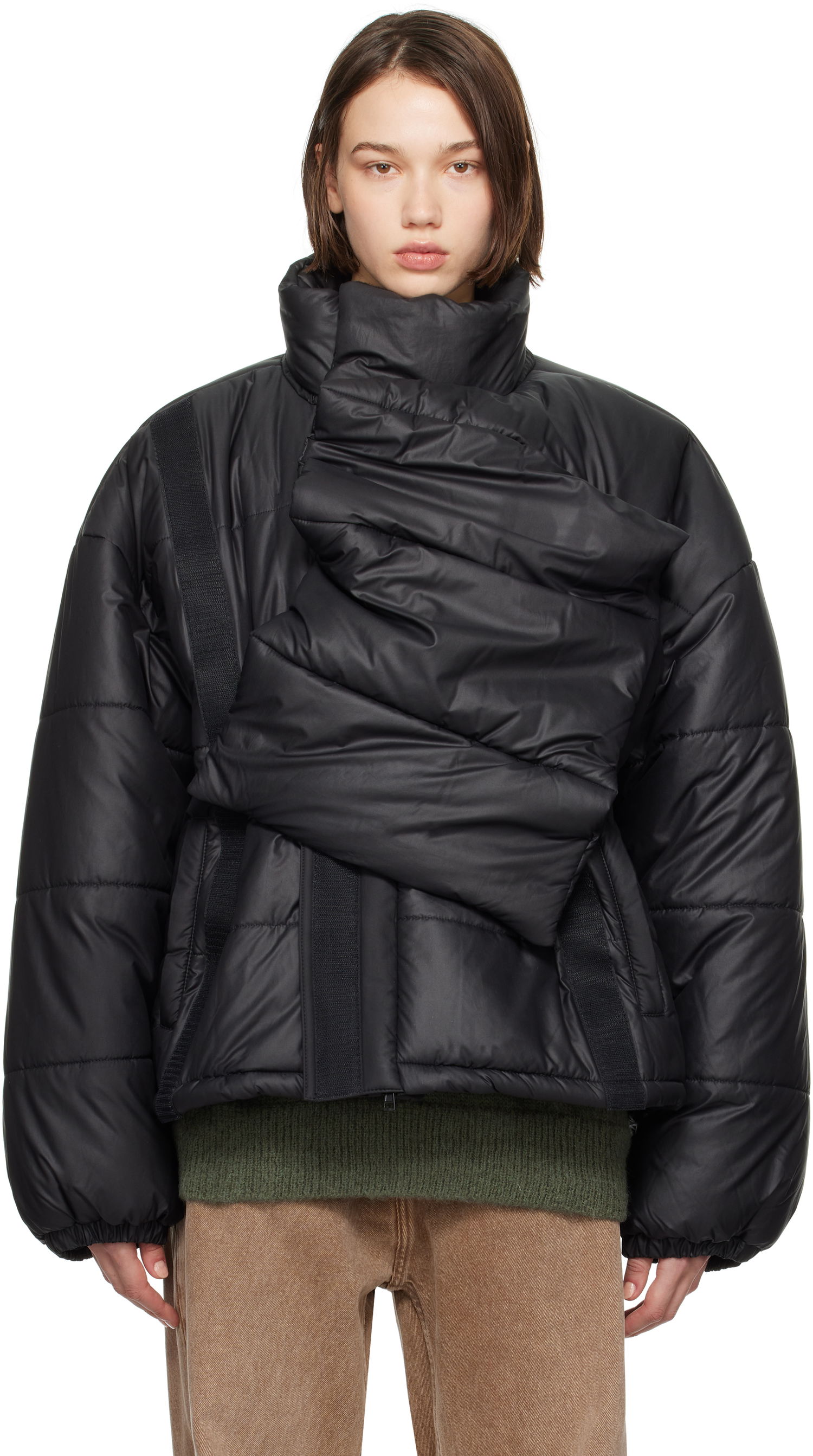 Puhovka Y/PROJECT Black Velcro Puffer Jacket Črna | 203JA006, 0