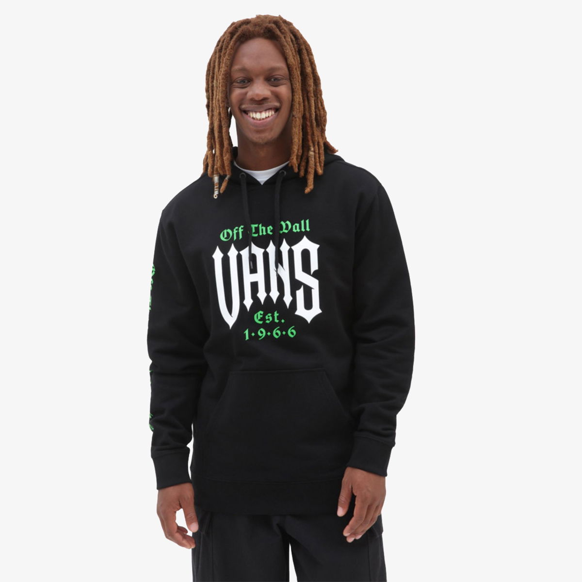 Pulover Vans Black Hoodie with Logo Print Črna | VN000086BLK, 0