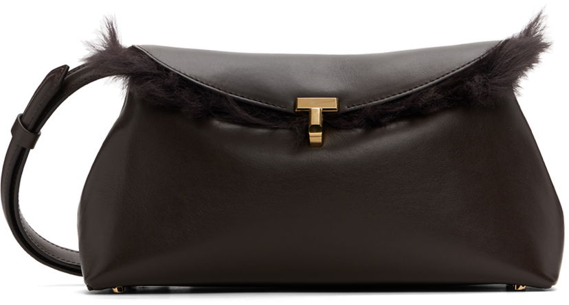 Torbica TOTEME Shearling T-Lock Clutch Bag Rjava | 244-WAL0055-LE0084