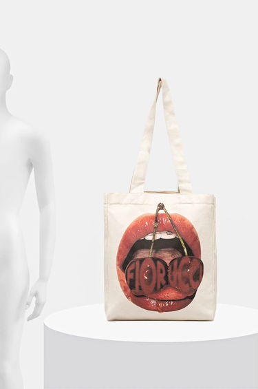 Tote bag Fiorucci Mouth Print Canvas Tote Bag Bela | U01FPABA207CO03WH02, 5