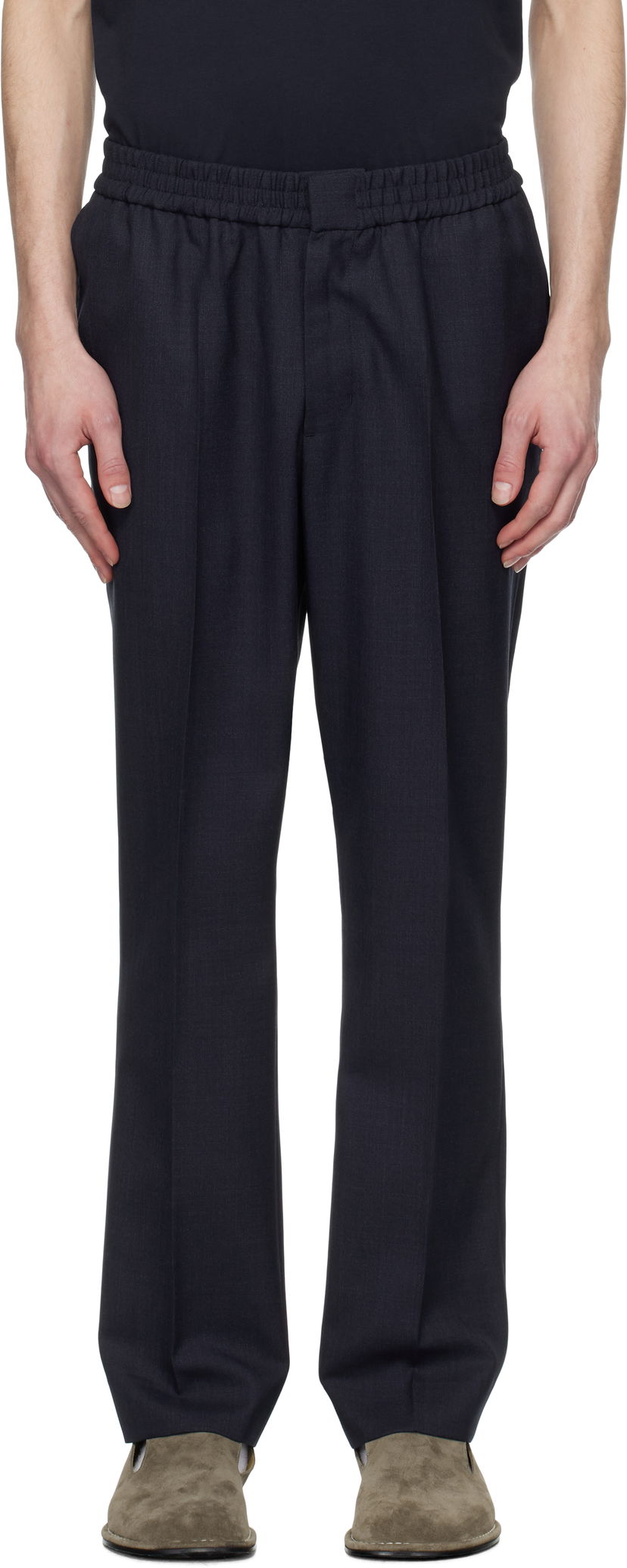 Hlače AMI AMI Paris Elasticated Waist Trousers Mornarica | HTR226.WV0043