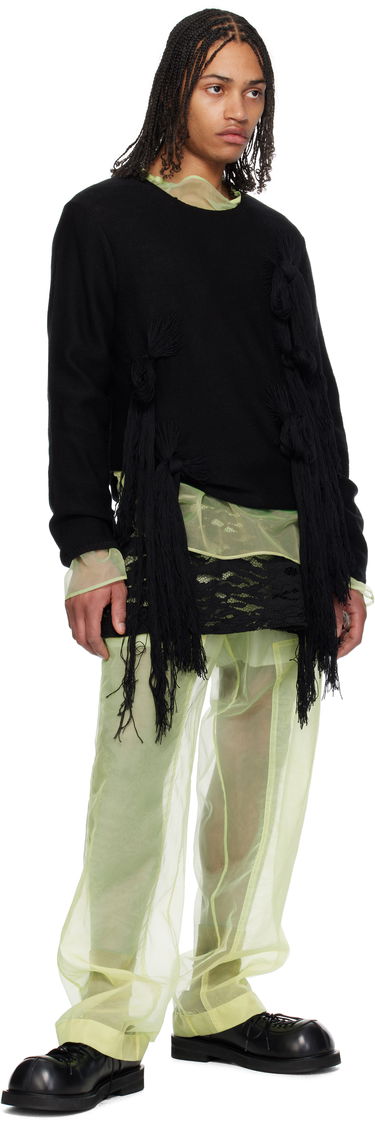 Pleteni pulover Comme des Garçons CDG Homme Plus Worsted Wool Knotted Tassel Sweater Črna | PO-N002-051, 4