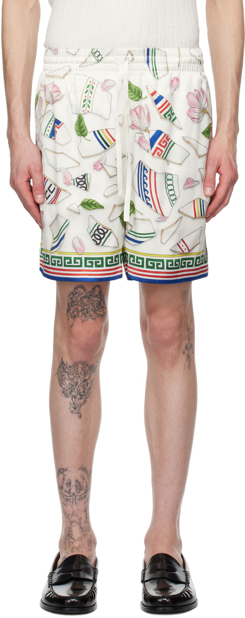 Kratke hlače Casablanca Casablanca 'Le Vase Brise' Silk Shorts Bela | MPS25-TR-012-02