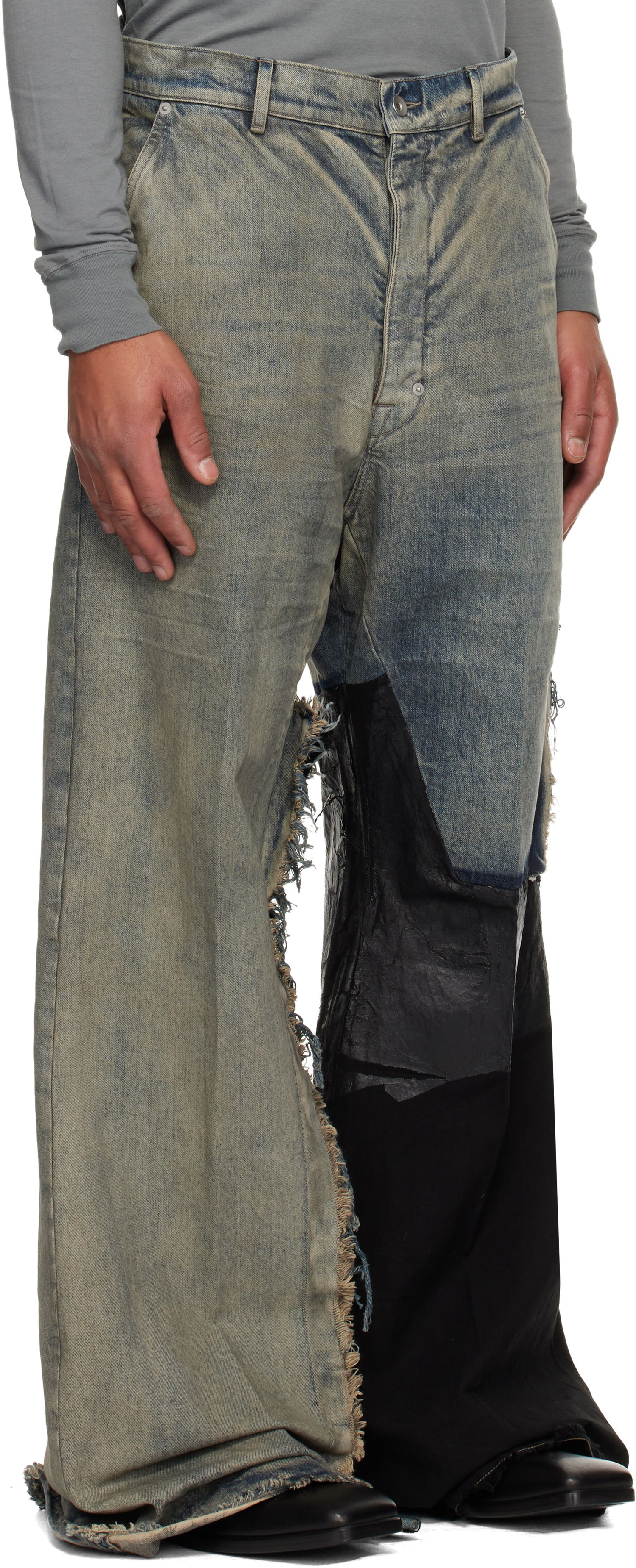 Kavbojke Rick Owens Concordians Joris Distressed Patchwork Wide-Leg Jeans Večbarvna | RR02E1308 DWG769, 1