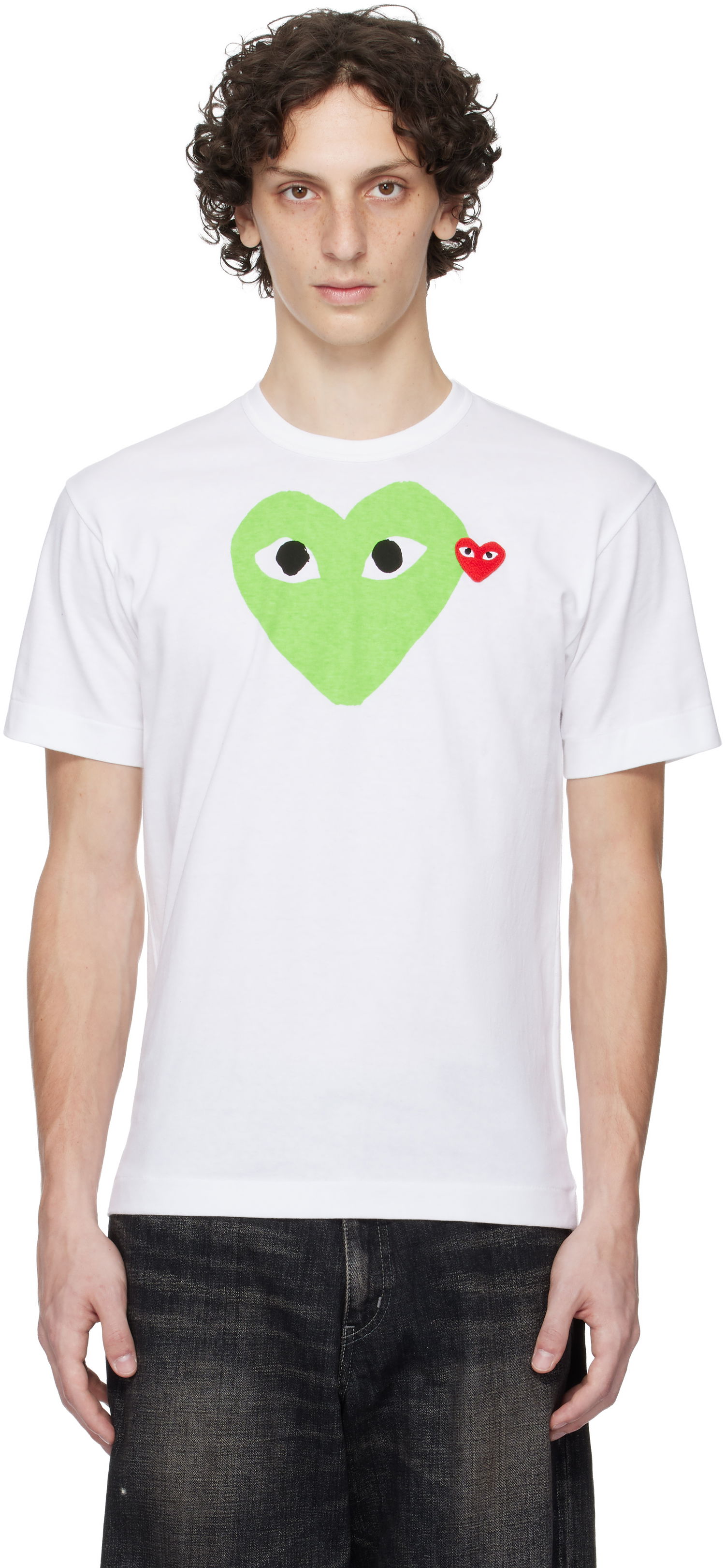 Majica Comme des Garçons Play Pastel Heart & Emblem Tee Bela | AX-T106-051, 0