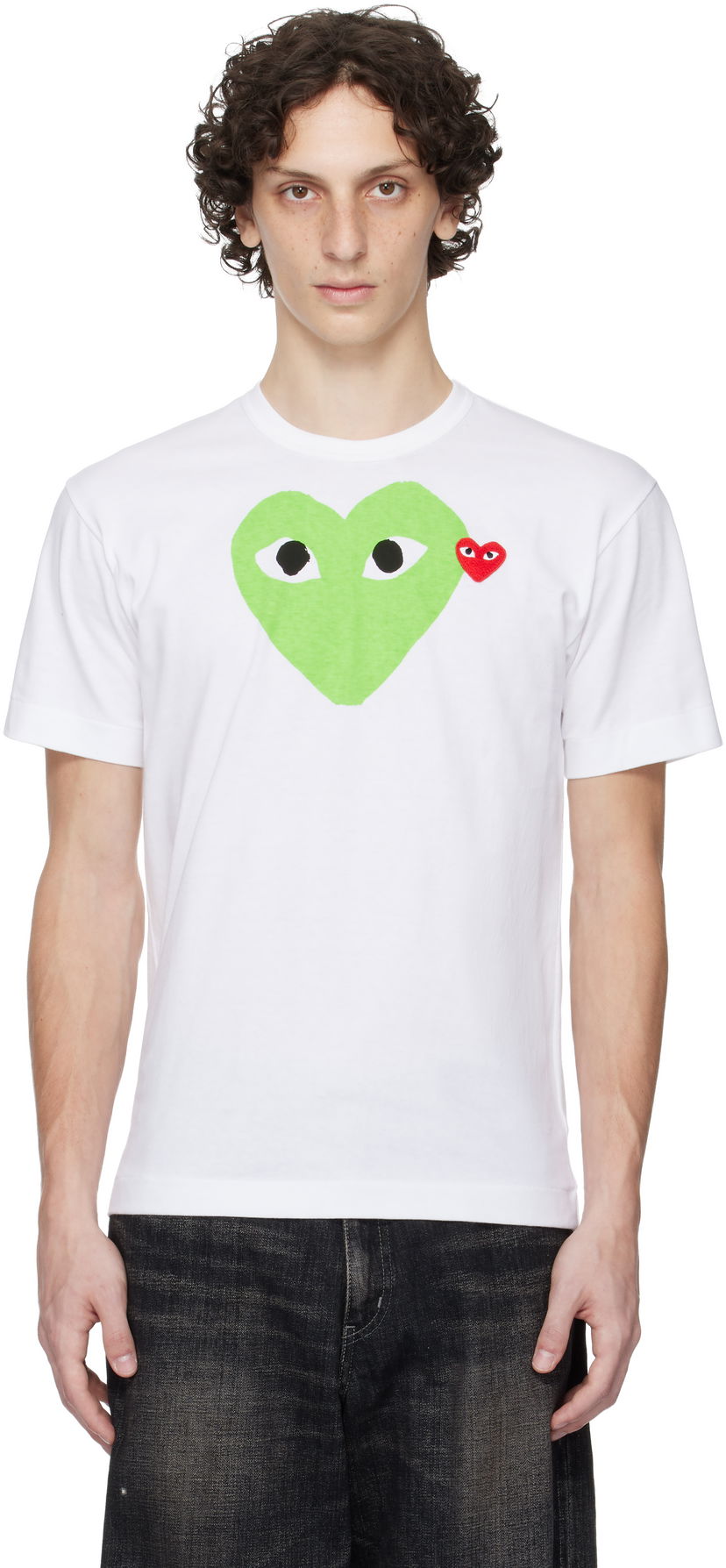Majica Comme des Garçons Play Pastel Heart & Emblem Tee Bela | AX-T106-051