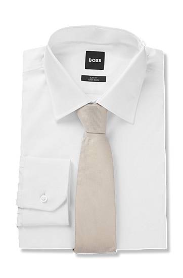 Šala BOSS Jacquard Tie with Micro-Pattern Bež | 50538878, 1