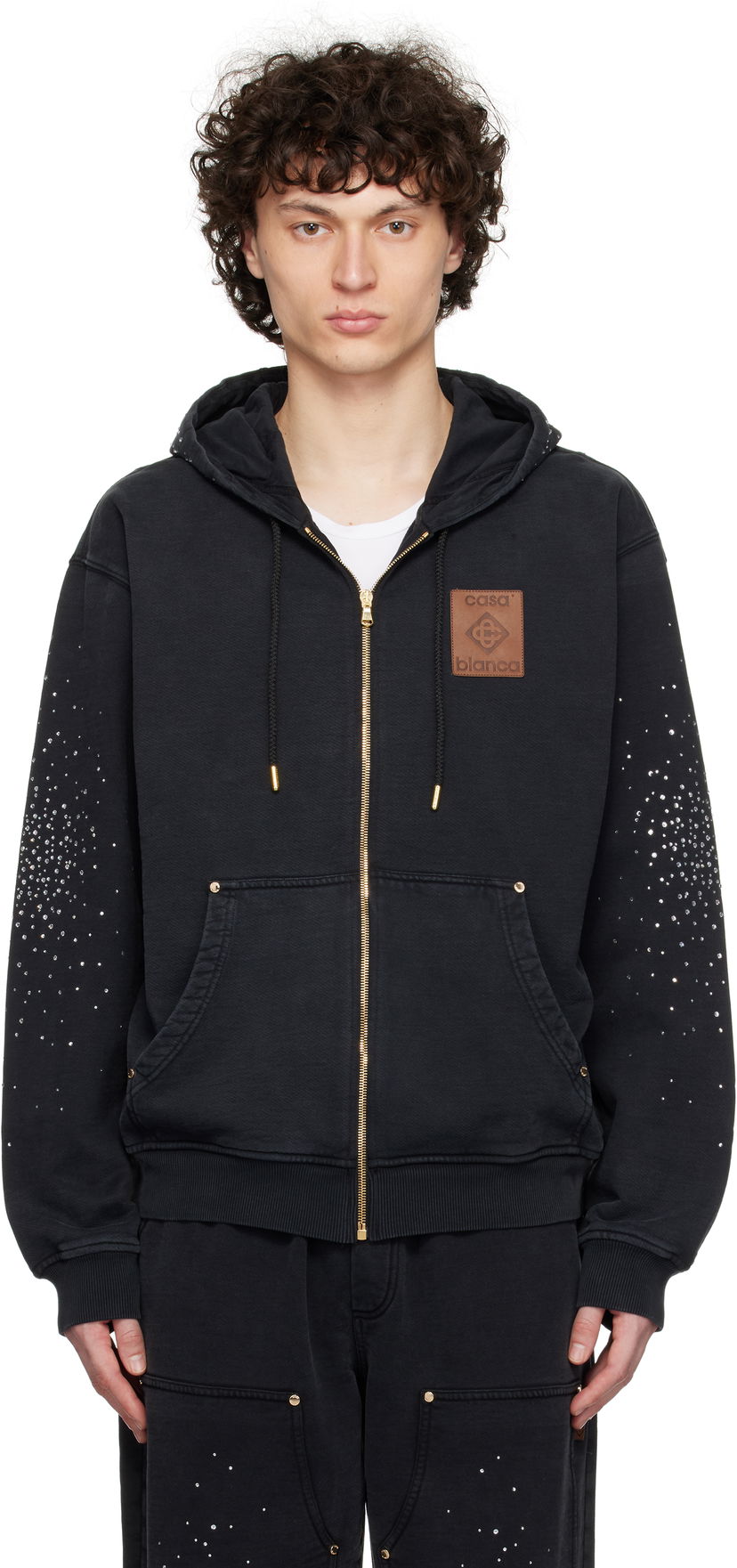 Pulover Casablanca Casablanca 'La Prémonition' Crystal Embellished Zip Hoodie Črna | MS25-JTP-343-01