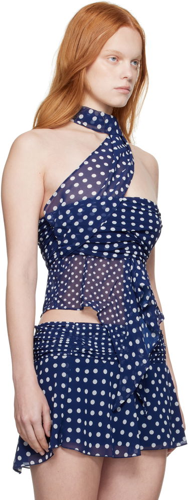 Majica brez rokavov GUIZIO Guizio Chiffon Polka Dot Wrap Top Modra | P25119W096, 1