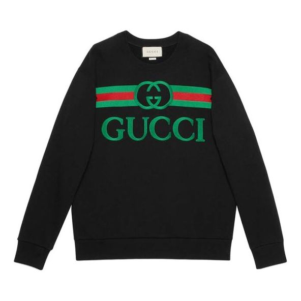 Pleteni pulover Gucci Big Logo Sweatshirt Črna | 469250-XJCCG-1082