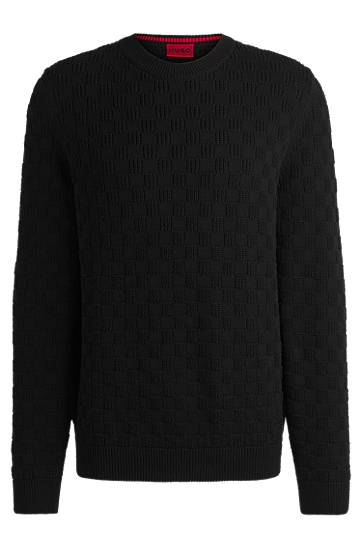 Pleteni pulover BOSS Relaxed-Fit Jacquard Sweater Črna | 50531812, 0