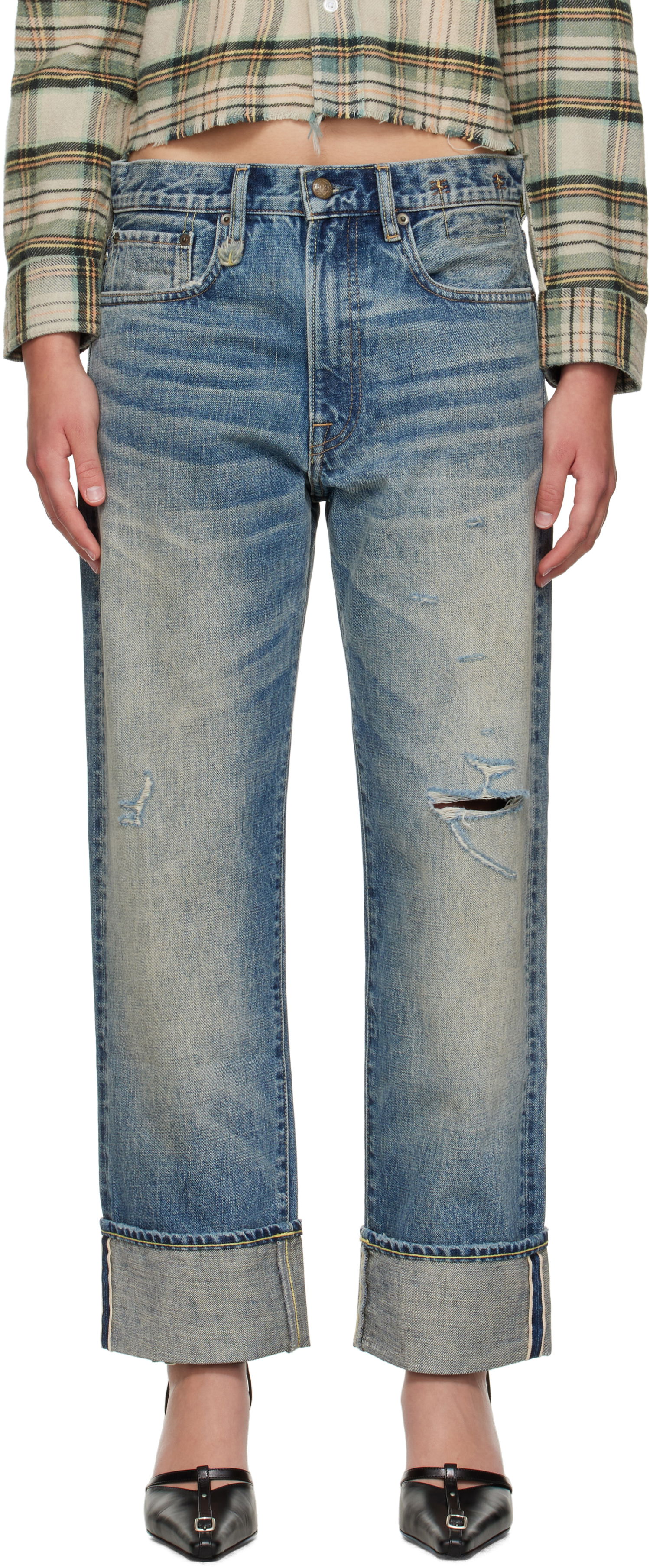 Kavbojke R13 R13 Cuffed Boyfriend Jeans Modra | R13WD196-D324C, 0