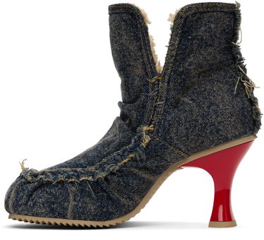 Superge in čevlji Diesel D-Woodstock Ab Distressed Denim Flared Heel Ankle Boots Večbarvna | Y03696 P1848, 2
