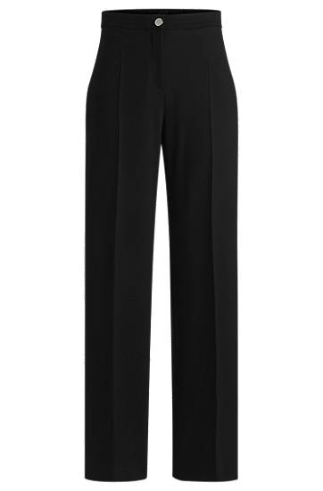 Hlače BOSS Regular-Fit Punto Milano Jersey Trousers Črna | 50537782