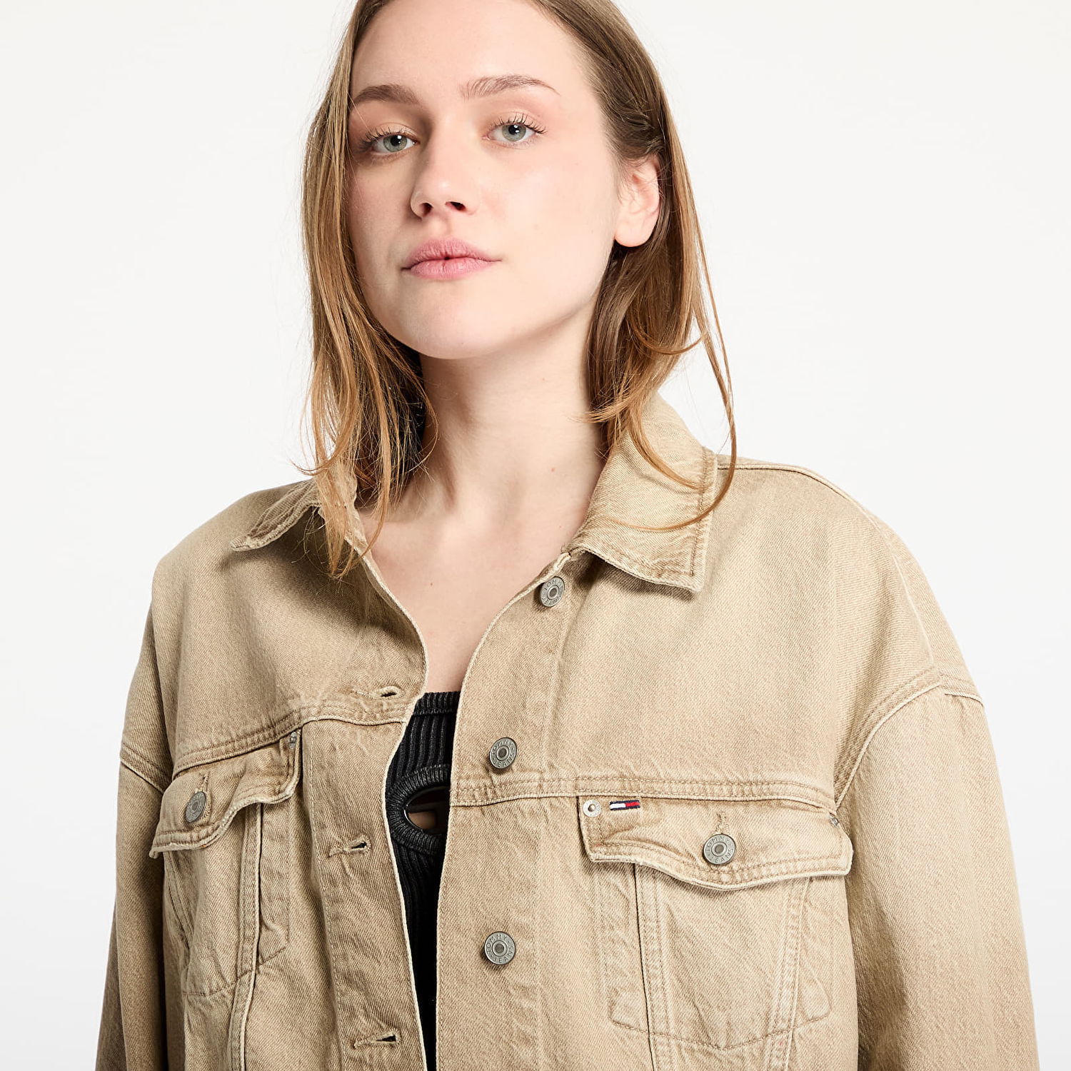 Jakna Tommy Hilfiger Tommy Jeans Oversized Crop Trucker Jacket Bež | DW0DW20118 1CE, 1