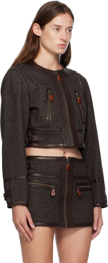 Jakna R13 R13 Stitch Detail Cropped Crewneck Jacket Rjava | R13WR449-R567A, 1