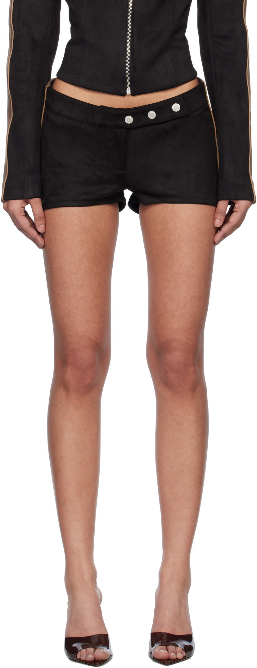 Kratke hlače MISBHV MISBHV Faux Suede Moto Shorts Črna | 250W353