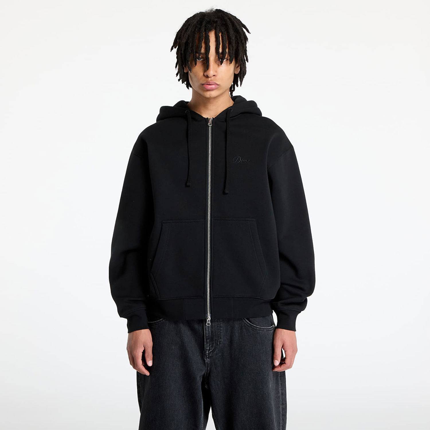 Pulover Dime DIME Cursive Zip Hoodie Črna | DIMESP2549BLK, 0
