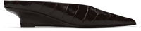 Sharp Croco-Embossed Wedge Mules