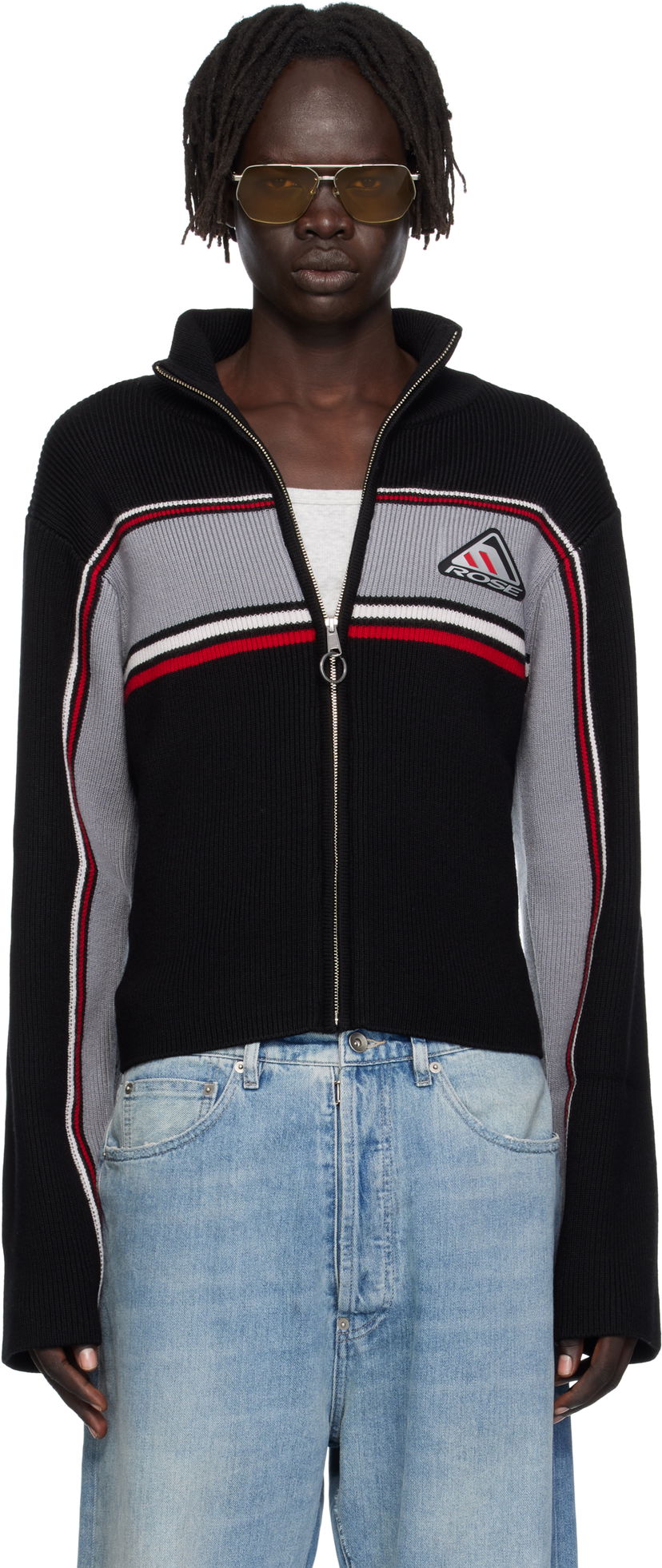 Pulover Martine Rose Martine Rose Cropped Cable Zip-Up Sweatshirt Črna | 976YA09009
