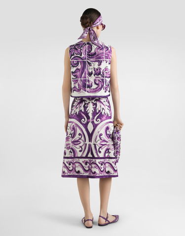 Krop-top Dolce & Gabbana Dolce & Gabbana Majolica Print Crop Top Lila | F7AU2TFP9AKHP5DQ, 2