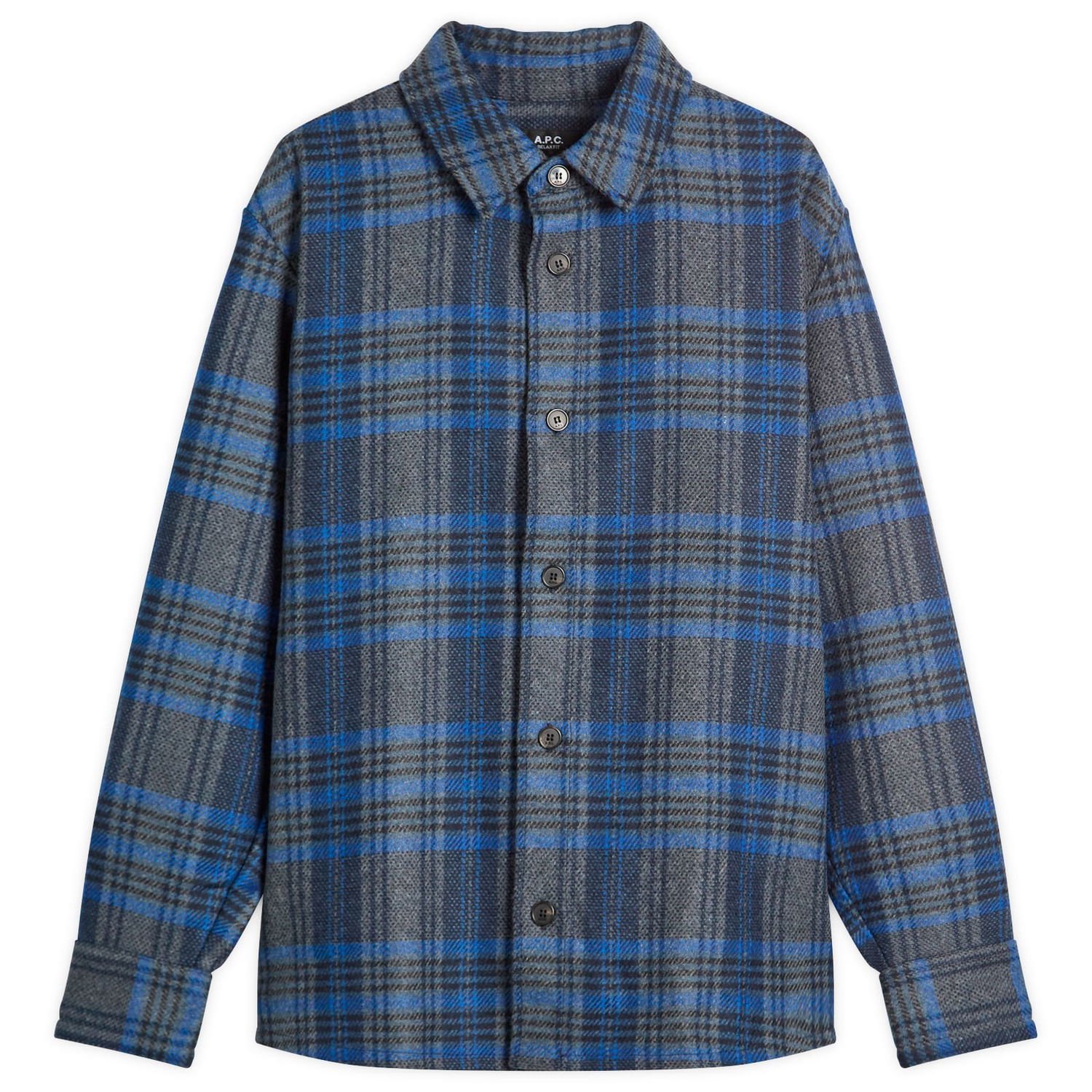 Srajce A.P.C. Bobby Check Wool Overshirt Modra | WOANY-H02884-PLA, 1