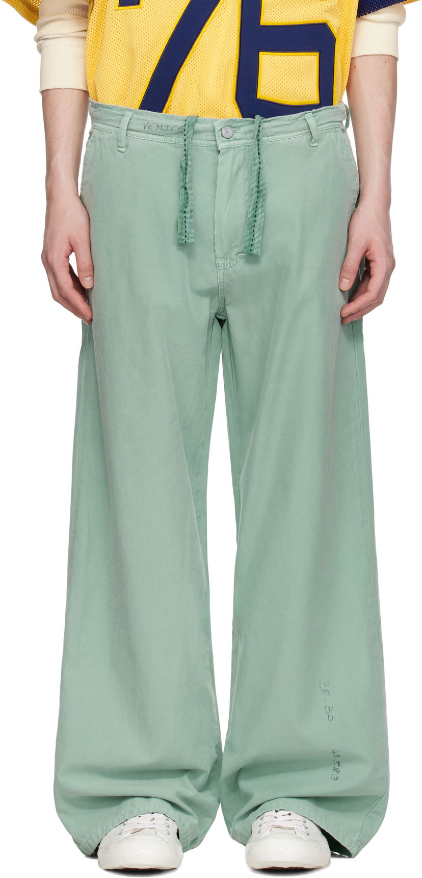 Cargo hlače ERL ERL Distressed Chino Trousers Zelena | ERL10P005