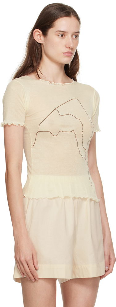 Majica Baserange Baserange Aroostook Lettuce Edge T-Shirt Bež | TOAR-CG-000, 1