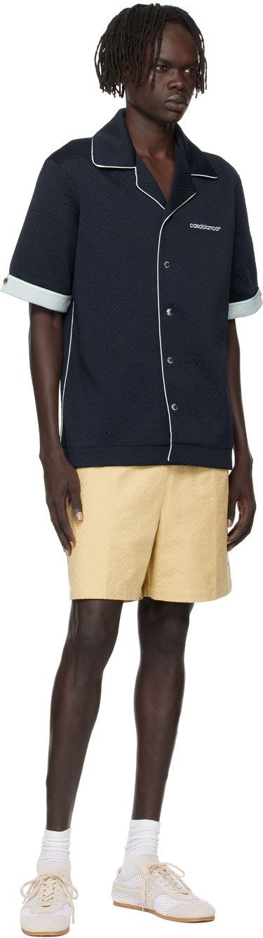 Srajce Casablanca Casablanca Jacquard Short Sleeve Shirt Mornarica | MPF25-SH-190-01, 3