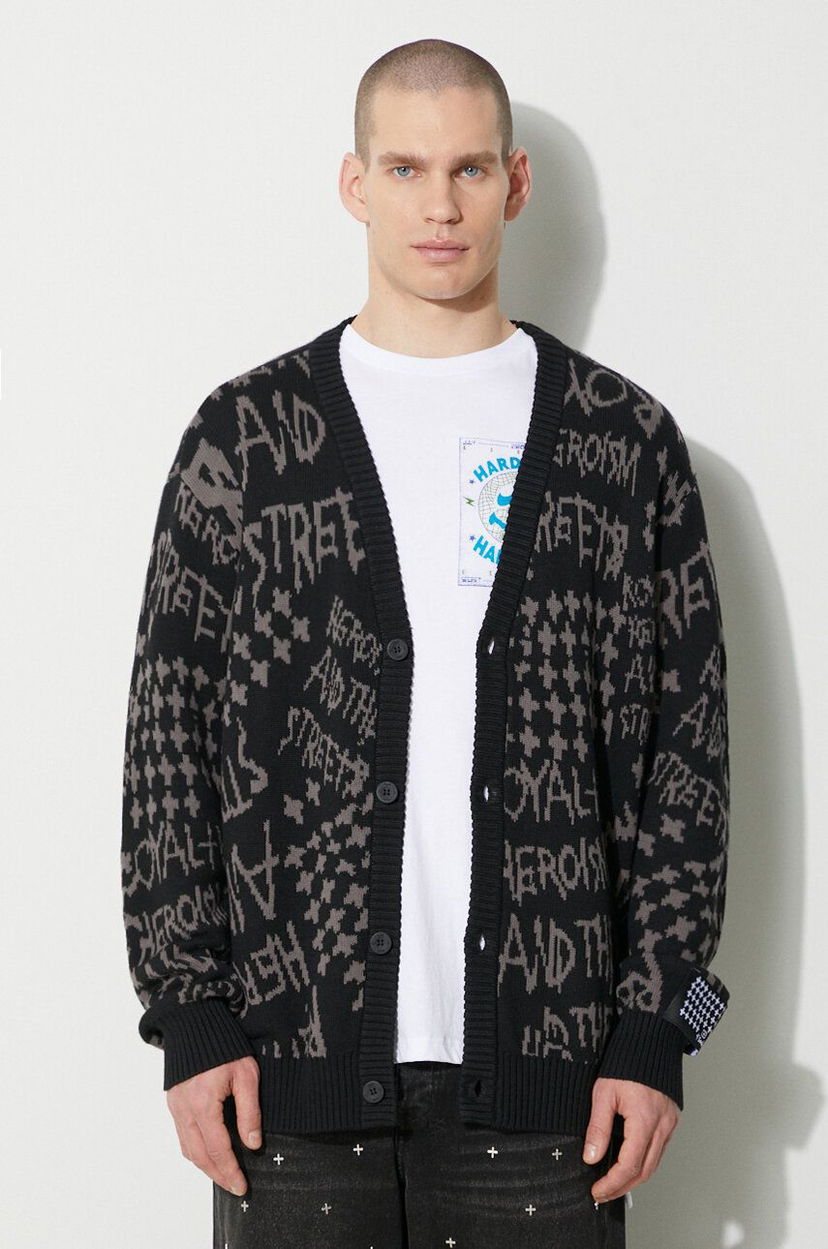 Pleteni pulover Ksubi Cardigan Heroism Črna | MPS24KW005