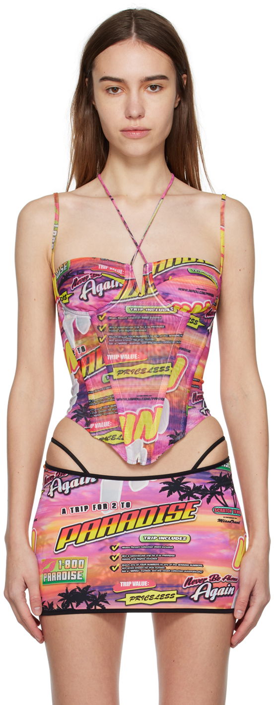 Krila Miaou Miaou Aphex Paradise Print Tank Top Roza | 7046PM1LOT